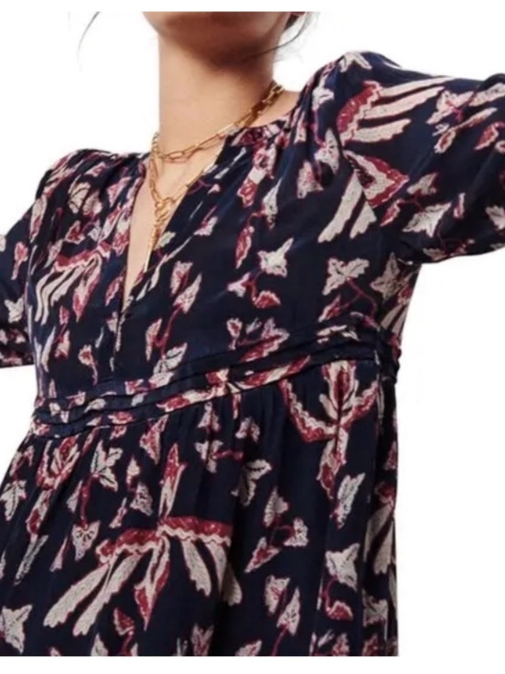 BA&SH Calix Women's Navy Floral tunic dress, size 1/ small